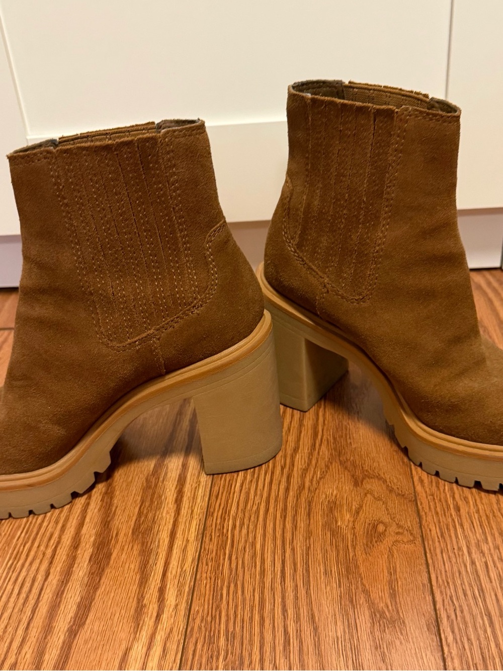Dolce Vita Chestnut Suede Block Heel Ankle Boots